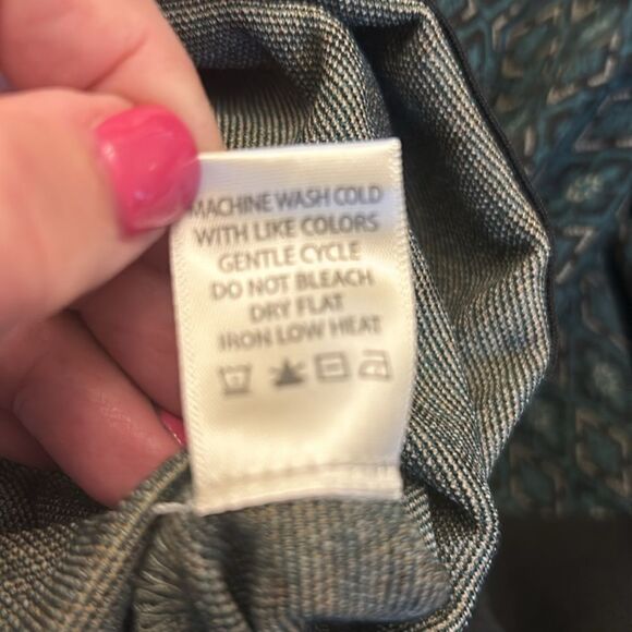 Max Studio pine green diamond pattern wide leg pull on pants Size XL New - Picture 10 of 10